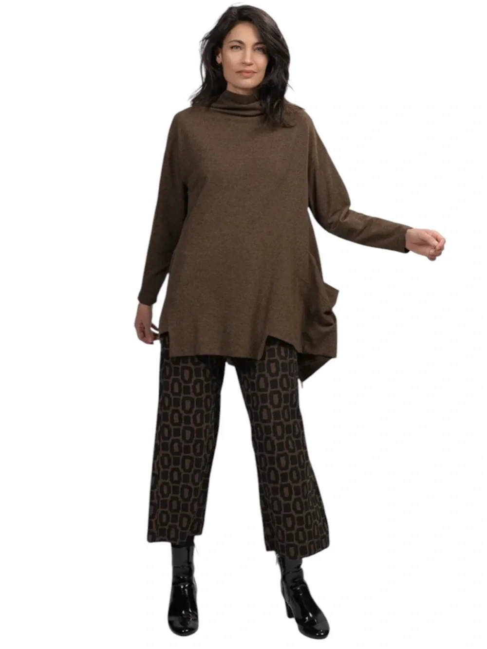 NWT Alembika Dynamite Days Cropped Wide Leg Pants Black Brown Size 1 | US 6-8 - Picture 12 of 12